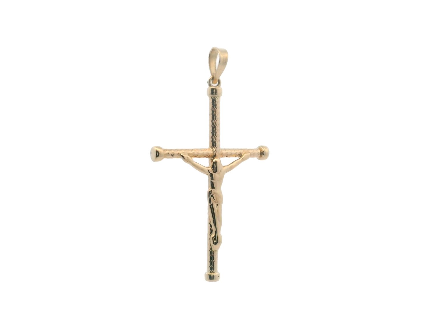 DIJE ORO AMARILLO CRUCIFIJO CON CRISTO BRILLO GRANDE 14K