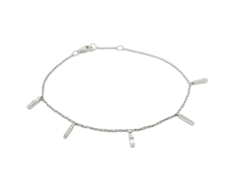 BRAZALETE  ORO BLANCO  CHARMS DISEÑOS DIAMANTES 0.21CT 14K