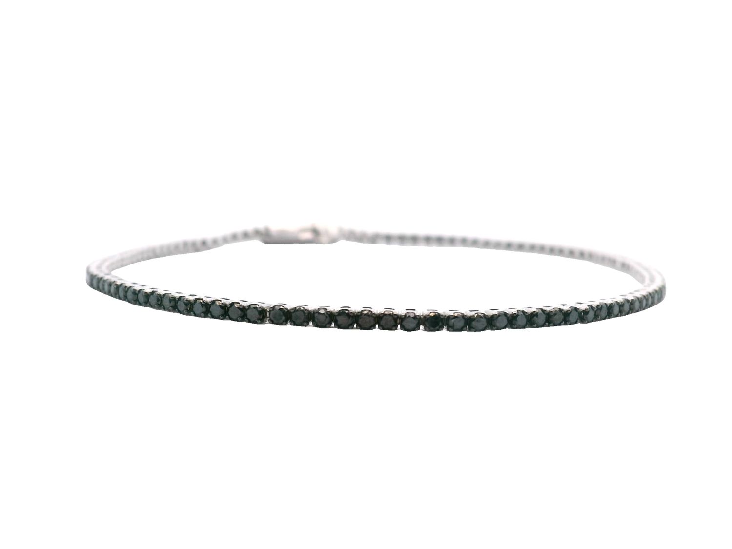 BRAZALETE ORO BLANCO DIAMANTES NEGRO TENNIS D2.02 14K