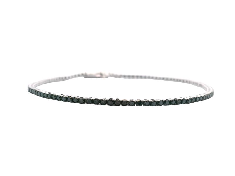 BRAZALETE ORO BLANCO DIAMANTES NEGRO TENNIS D2.02 14K