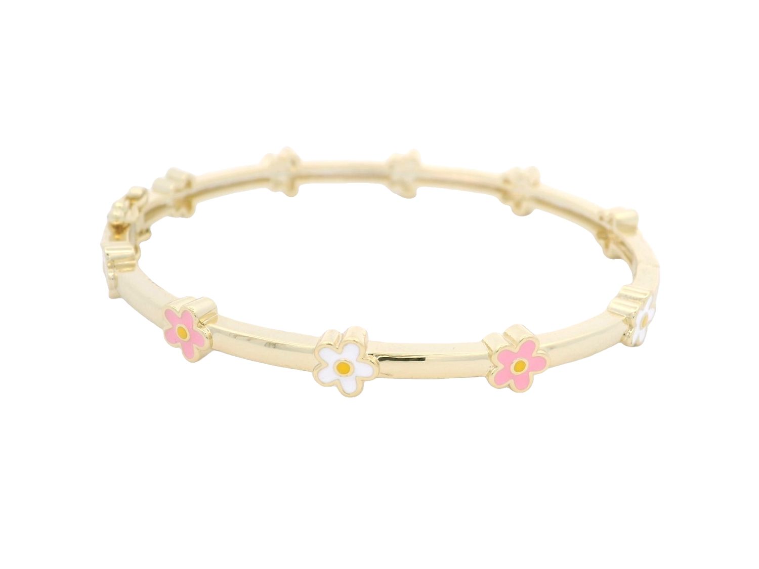PULSA DE NIÑA PLATA AMARILLO FLORES DE COLORES