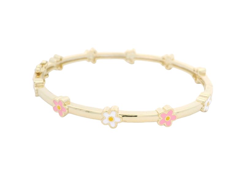PULSA DE NIÑA PLATA AMARILLO FLORES DE COLORES