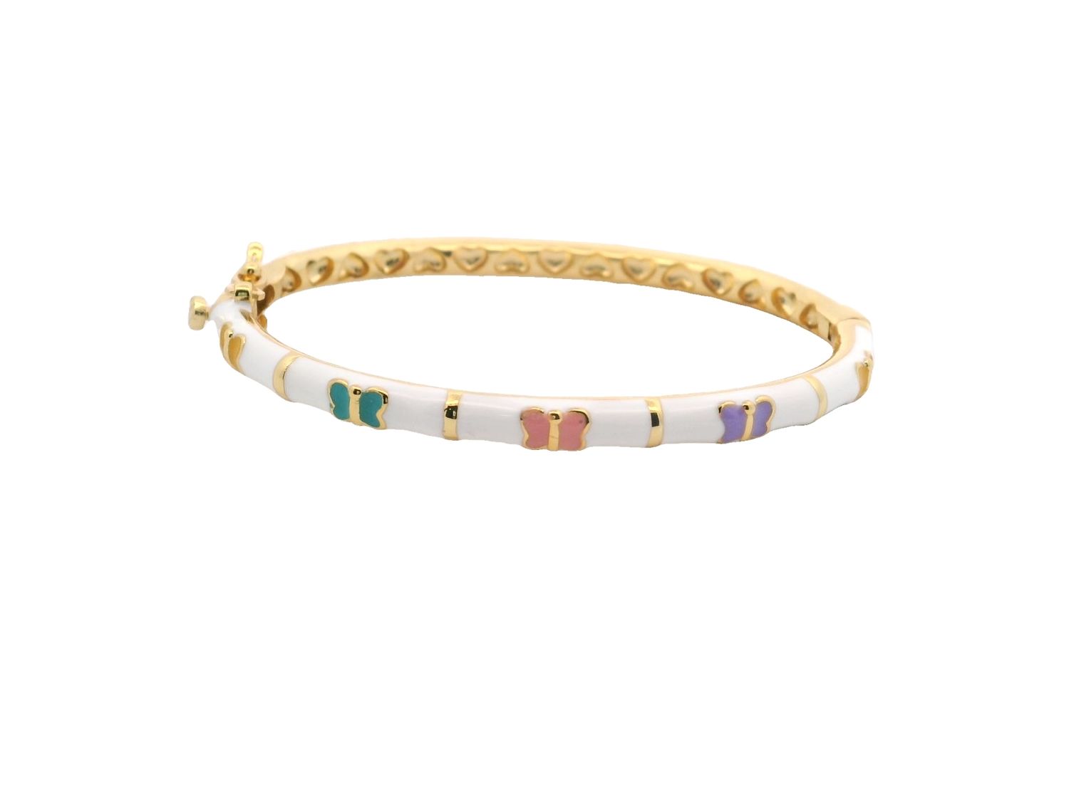 PULSERA PLATA AMARILLO  ENAMEL MARIPOSA COLORES