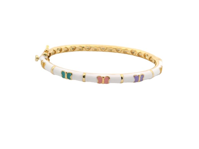 PULSERA PLATA AMARILLO  ENAMEL MARIPOSA COLORES