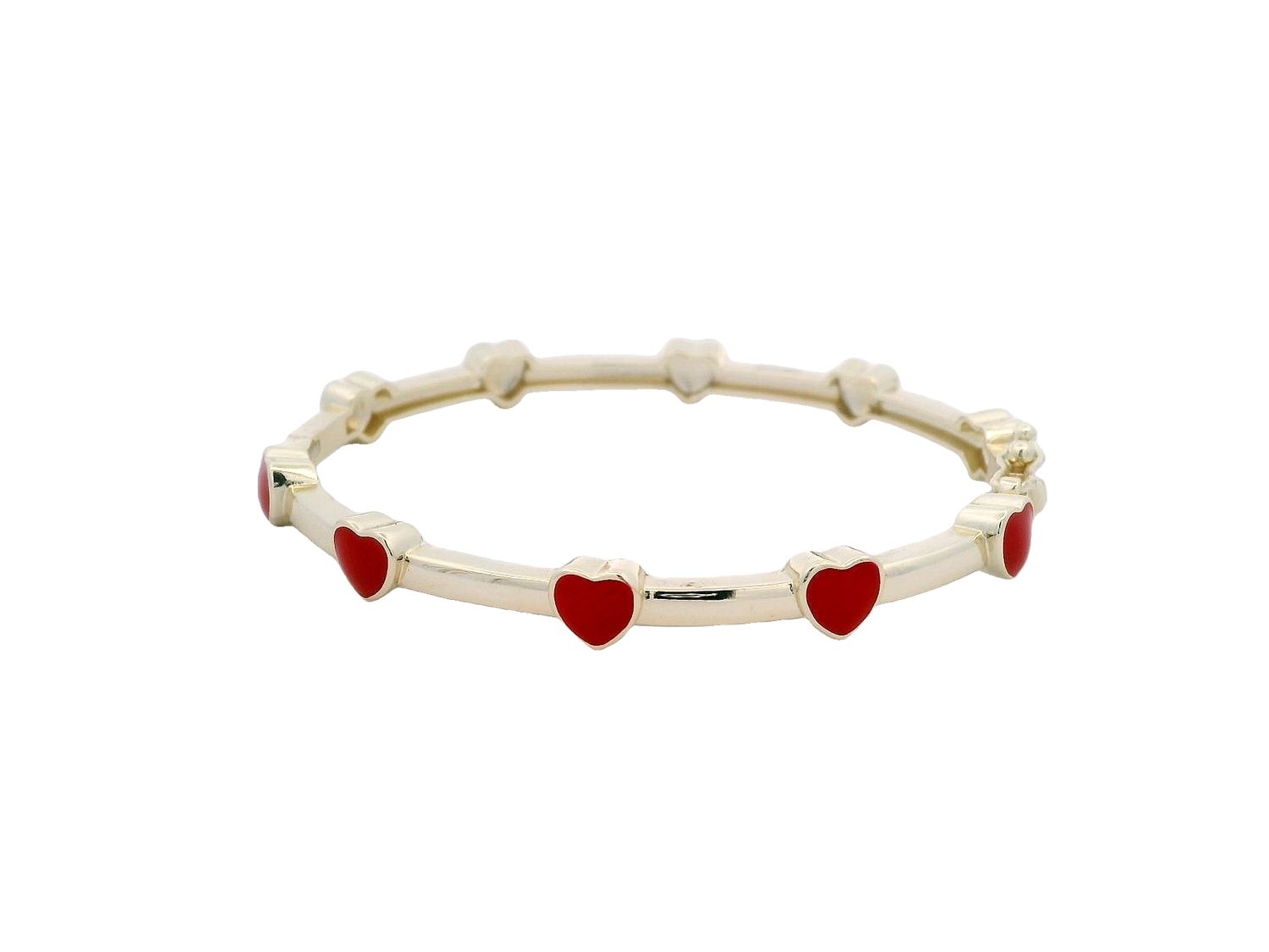 PULSA PLATA AMARILLA CORAZON ENAMEL ROJO GRANDE