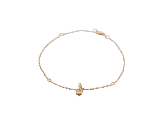 BRAZALETE ORO AMARILLO  LETRA J CON DIAMANTES 14K