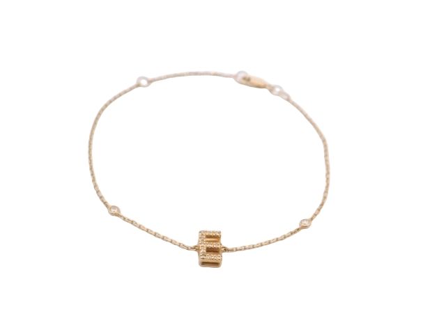 BRAZALETE  ORO AMARILLO  LETRA E DIAMANTES 14K