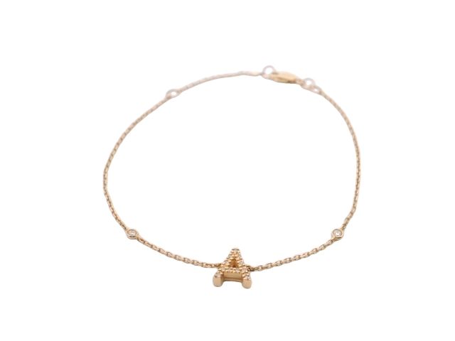 BRAZALETE ORO AMARILLO 14K LETRA A CON DIAMANTES
