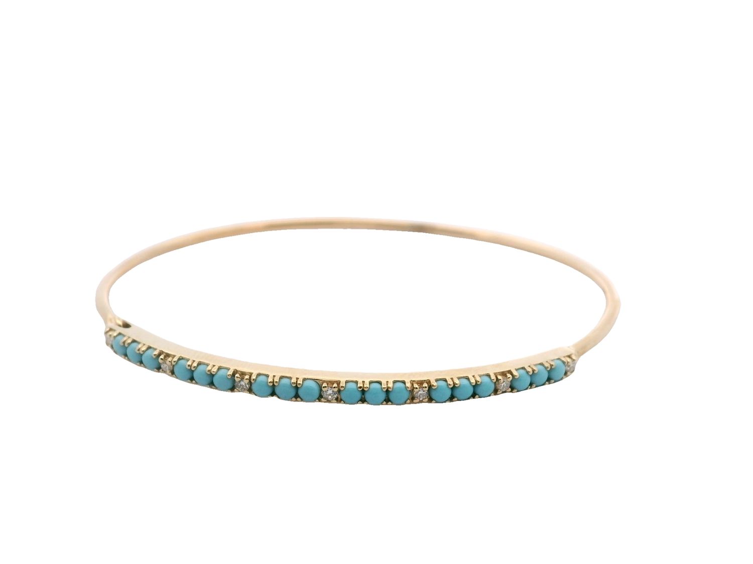 PULSERA ORO AMARILLO FINA TURQUESA Y DIAMANTES 14K