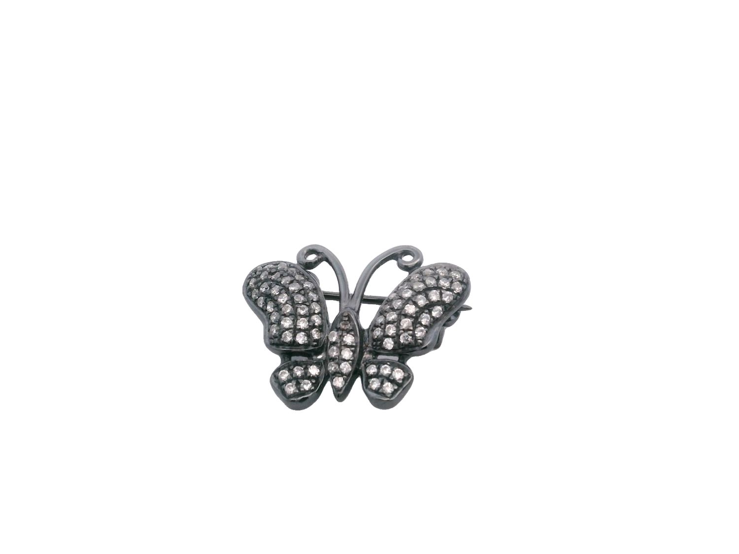 BROCHE PLATA  MARIPOSA CIRCONIAS  PEQUEÑA