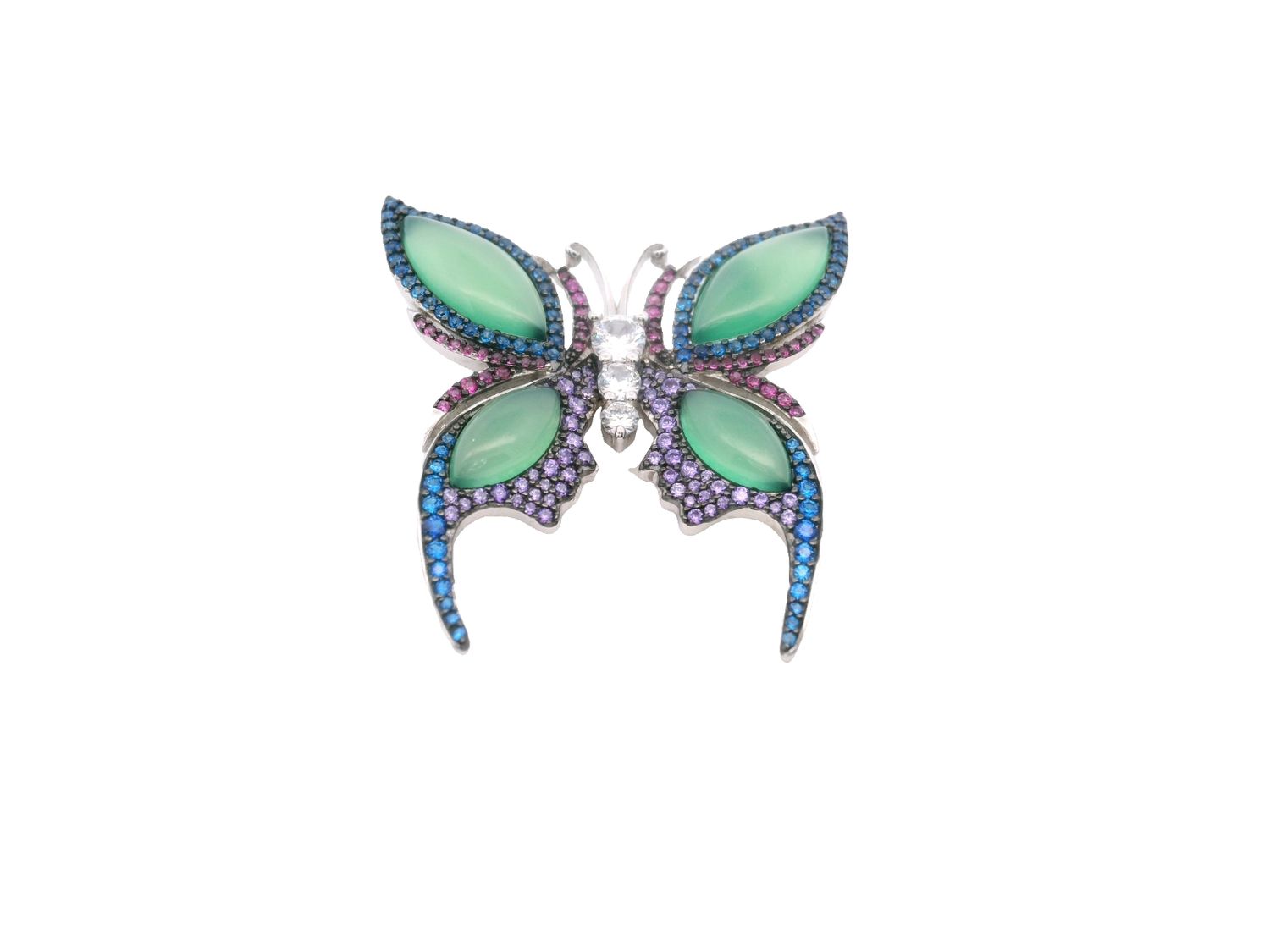BROCHE PLATA MARIPOSA CIRCONIA PIEDRA COLORES
