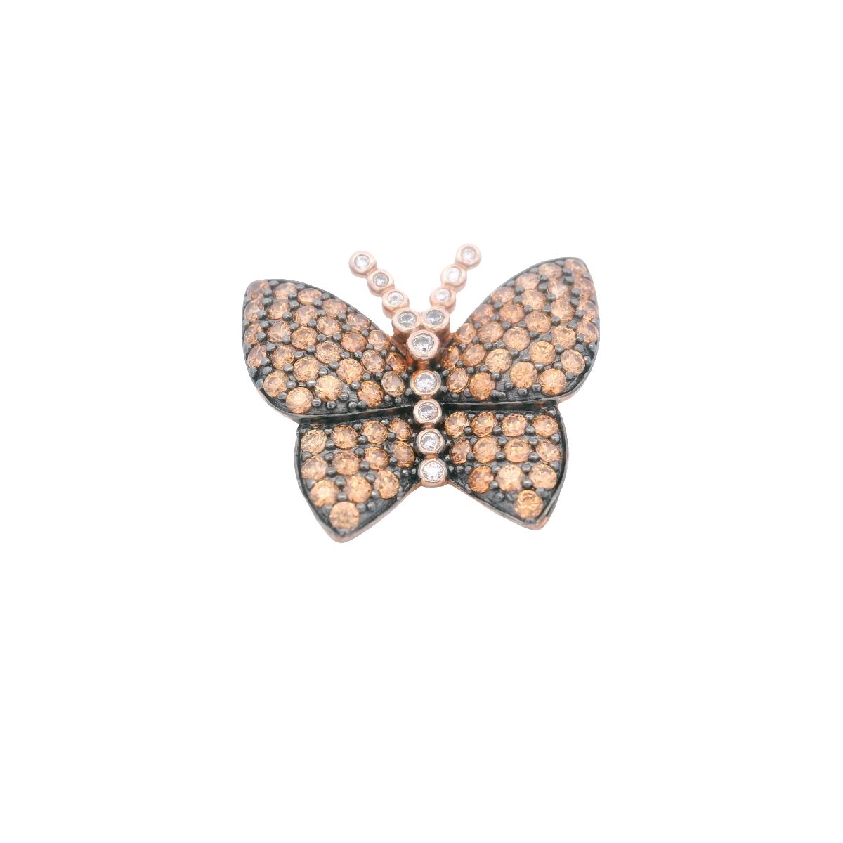 BROCHE PLATA  MARIPOSA CIRCONIAS COLORES