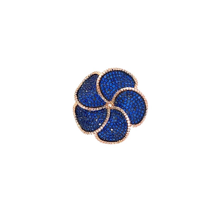 BROCHE PLATA FLOR PIEDRAS AZUL/VERDE