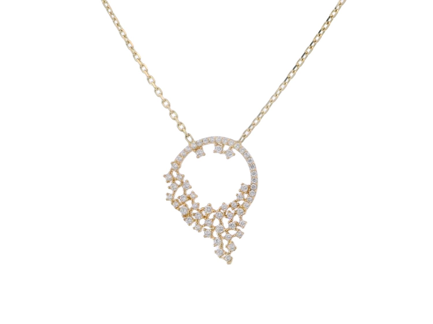 CADENA,DIJE ORO AMARILLO Y  CIRCONIA CON DISEÑO 14K
