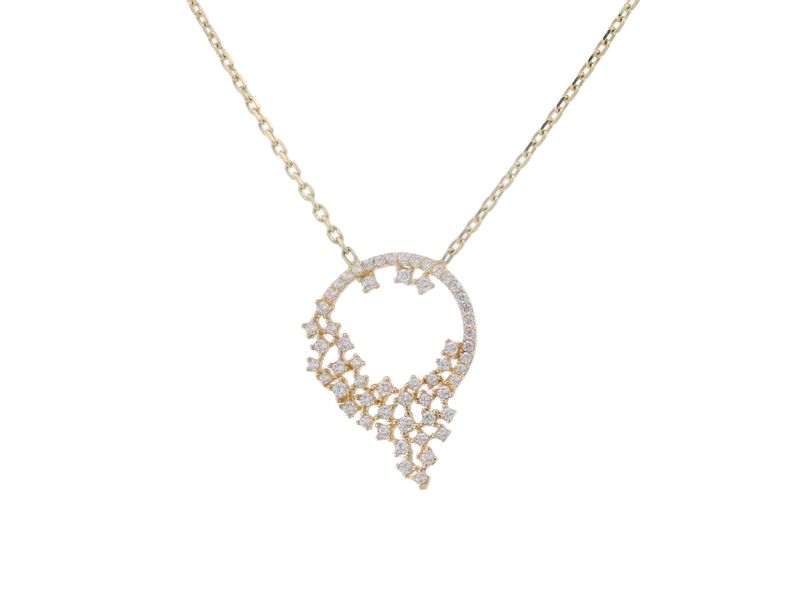 CADENA,DIJE ORO AMARILLO Y  CIRCONIA CON DISEÑO 14K