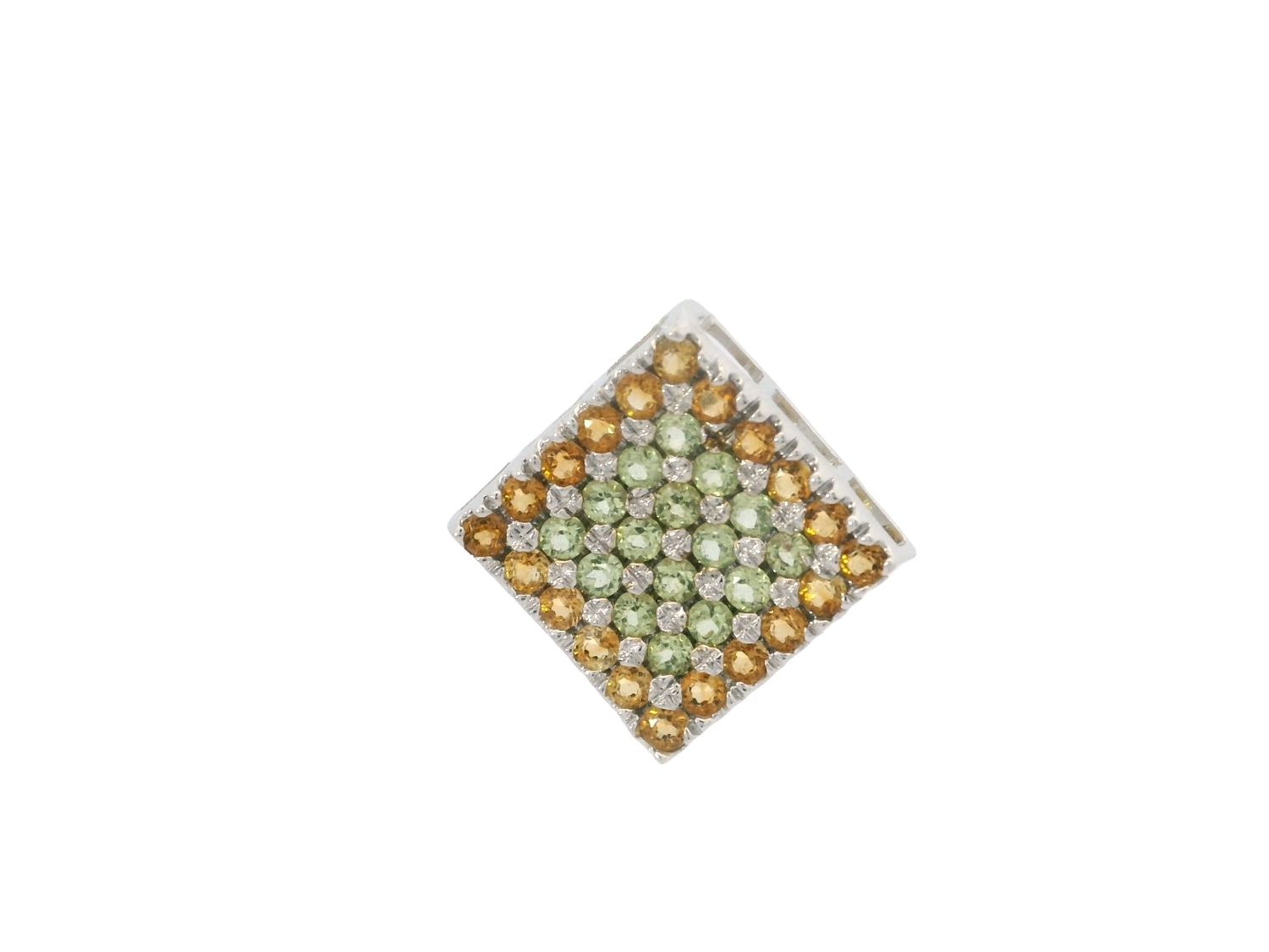 DIJE ORO BLANCO 14K PERIDOT &amp; TOPACIO AMARILLO