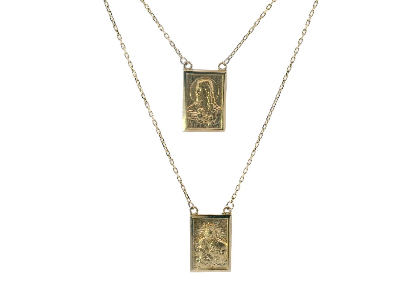 CADENA CON DIJE  ORO AMARILLO ESCAPULARIO 2 MEDALLAS 14K