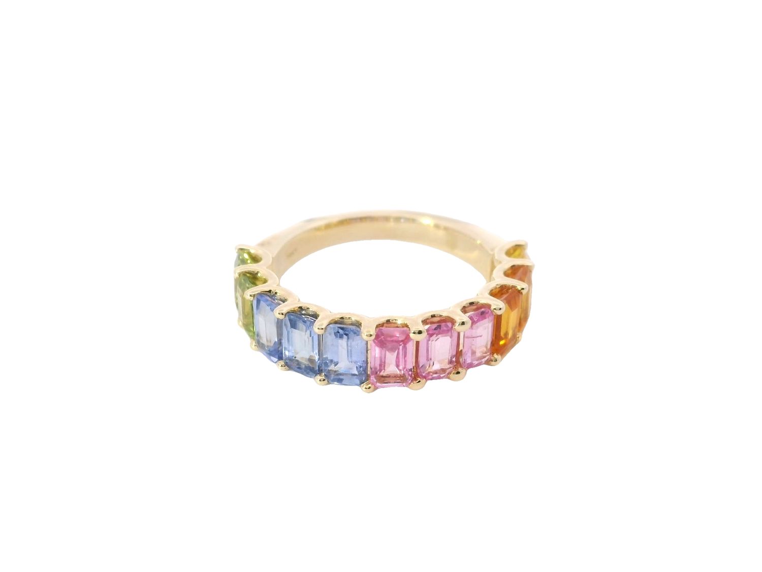 ANILLO ORO BLANCO  ZAFIRO COLORES 14K     ZAF. 3.95