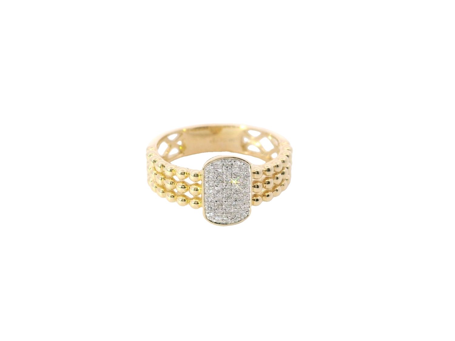 ANILLO ORO AMARILLO DIAMANTES PAVET DISEÑO 14K D.14
