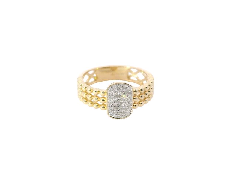 ANILLO ORO AMARILLO DIAMANTES PAVET DISEÑO 14K D.14