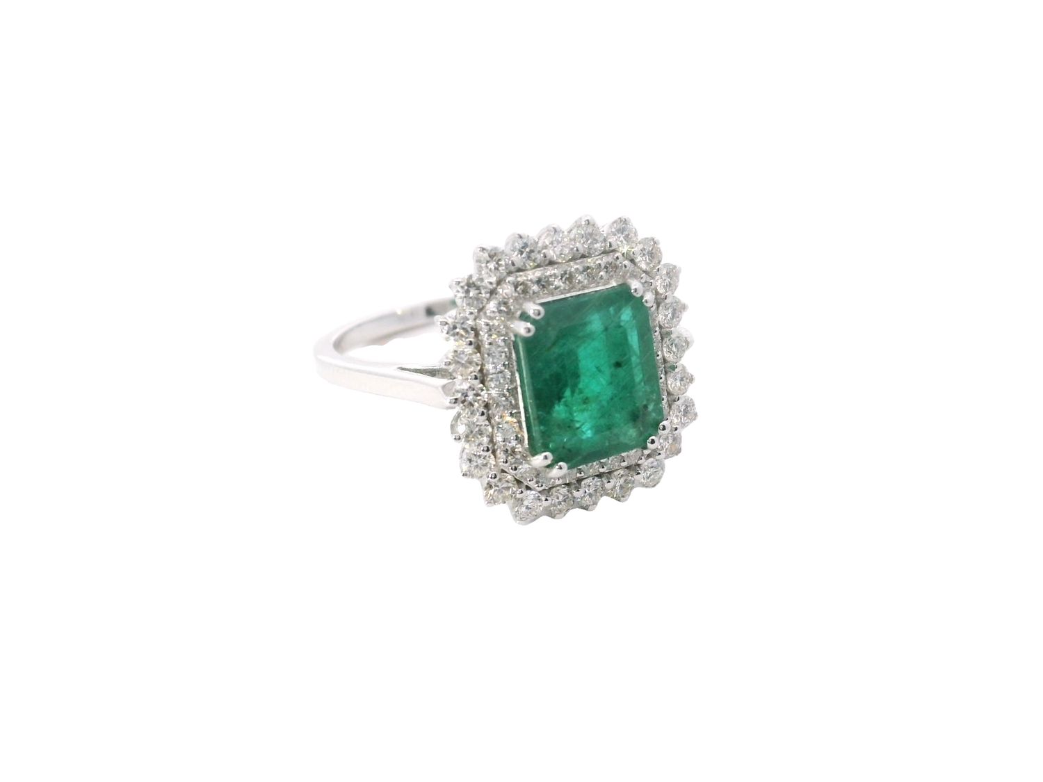 ANILLO  ORO BLANCO  ANILLO ESMERALDA Y DIAMANTES 18K  2.47EM 0.64CT