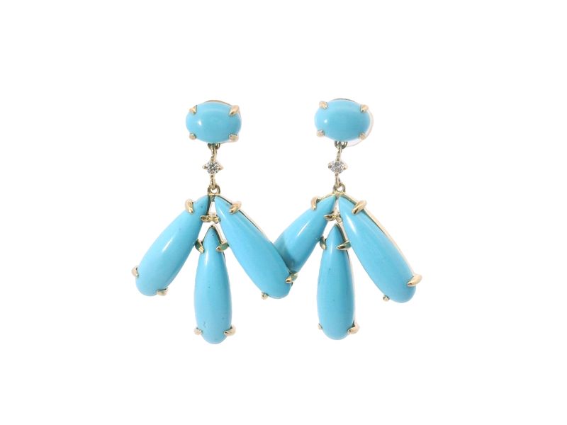 ARETES ORO AMARILLO TURQESA LARGOS LAGRIMAS 14K D.06 TQ9.20