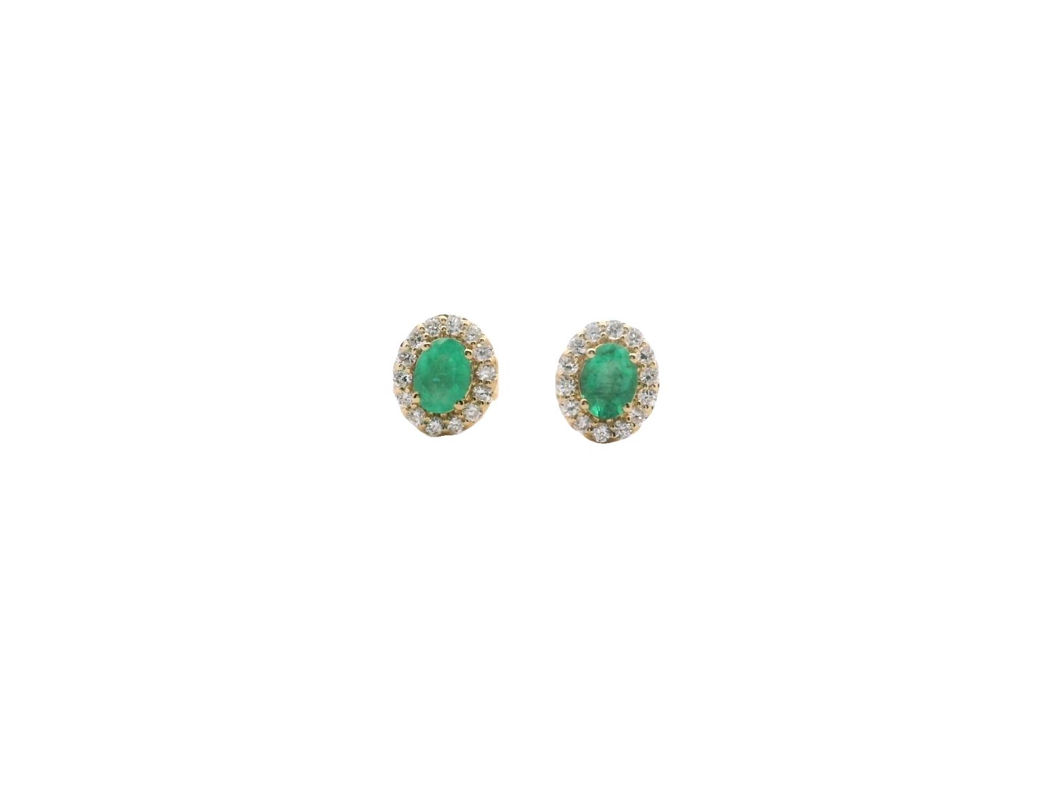 ARETES  ORO AMARILLO DORMILONA ZAFIRO /ESMERALDA Y  DIAMANTES PEQUEÑOS 14K D.13