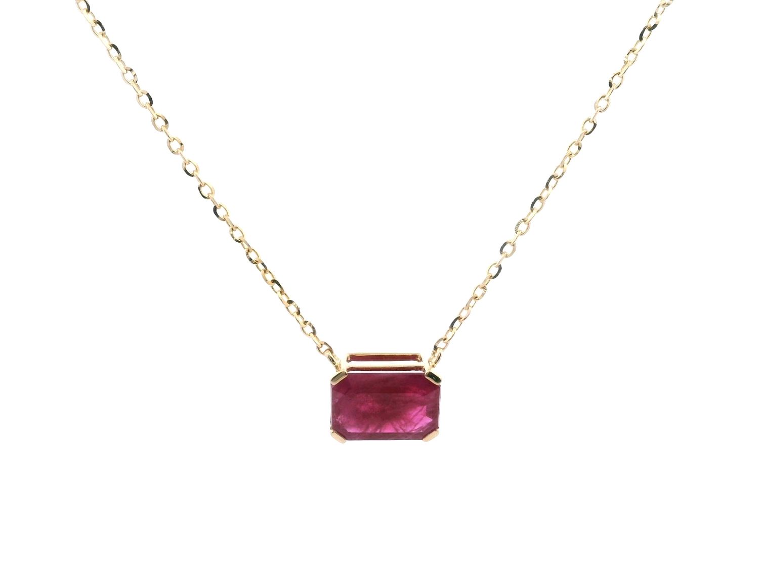 CADENA DIJE ORO AMARILLO RUBI CUADRADO 14K R1.35