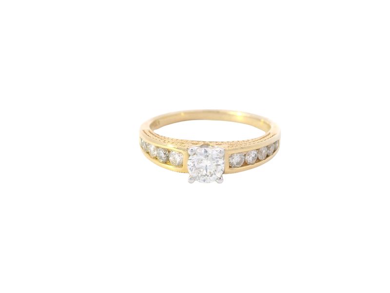 ANILLO ORO AMARILLO COMPORMISO DIAMANTES 14K D.074