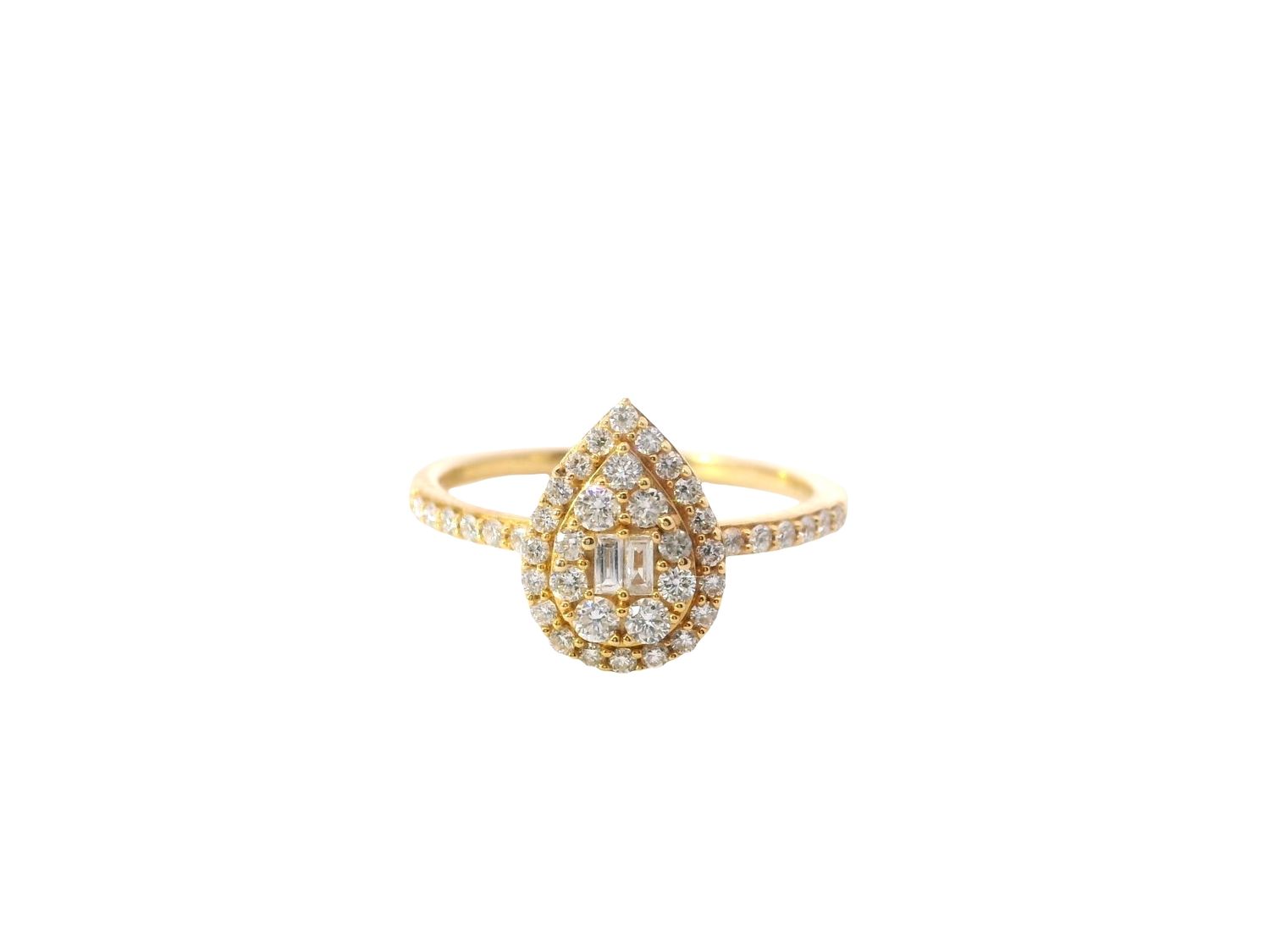 ANILLO ORO AMARILLO COMPROMISO DIAMANTES PERA 18K    0.45 CT   2DTES 0.04