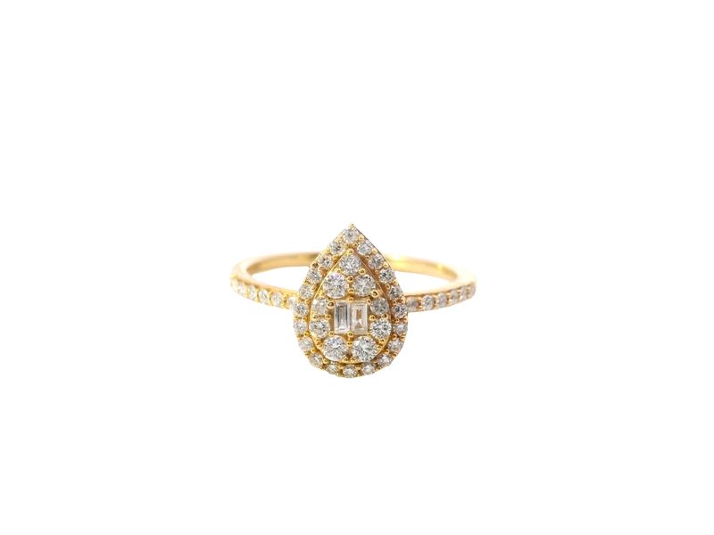 ANILLO ORO AMARILLO COMPROMISO DIAMANTES PERA 18K    0.45 CT   2DTES 0.04