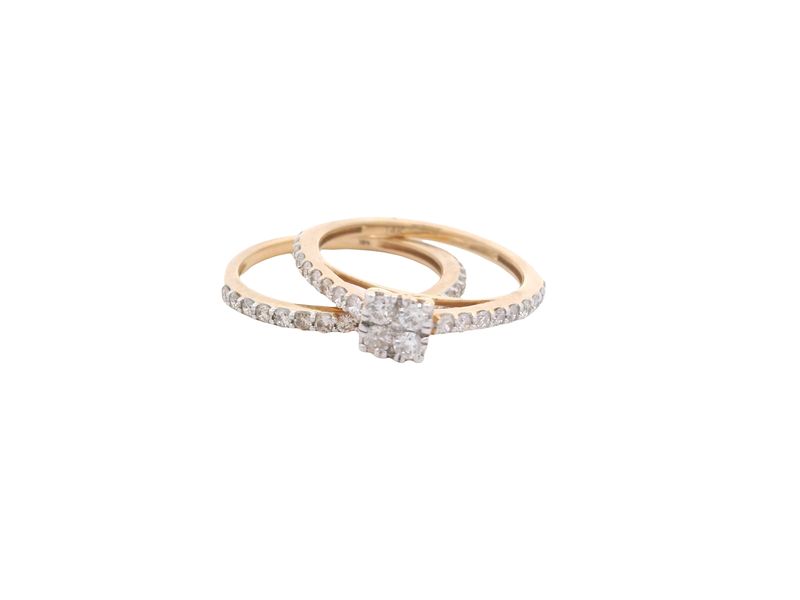 ANILLO ORO  AMARILLO SET COMPROMISO ARO DIAMANTES PAVET 14K