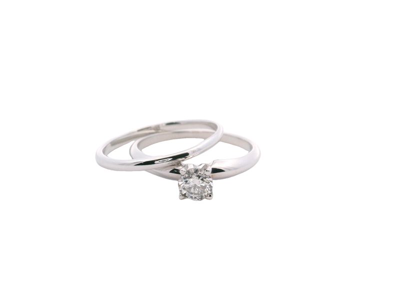 ANILLO  ORO BLANCO SET ARO MATRI COMPROMISO DIAMANTES 18K D.39