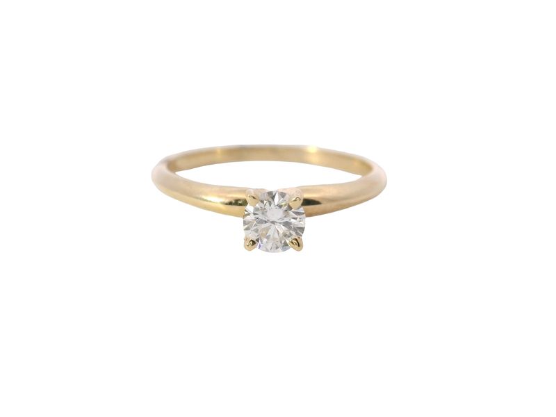 ANILLO ORO AMARILLO  DIAMANTES COMPROMISO SOLITARIO 14K D.30