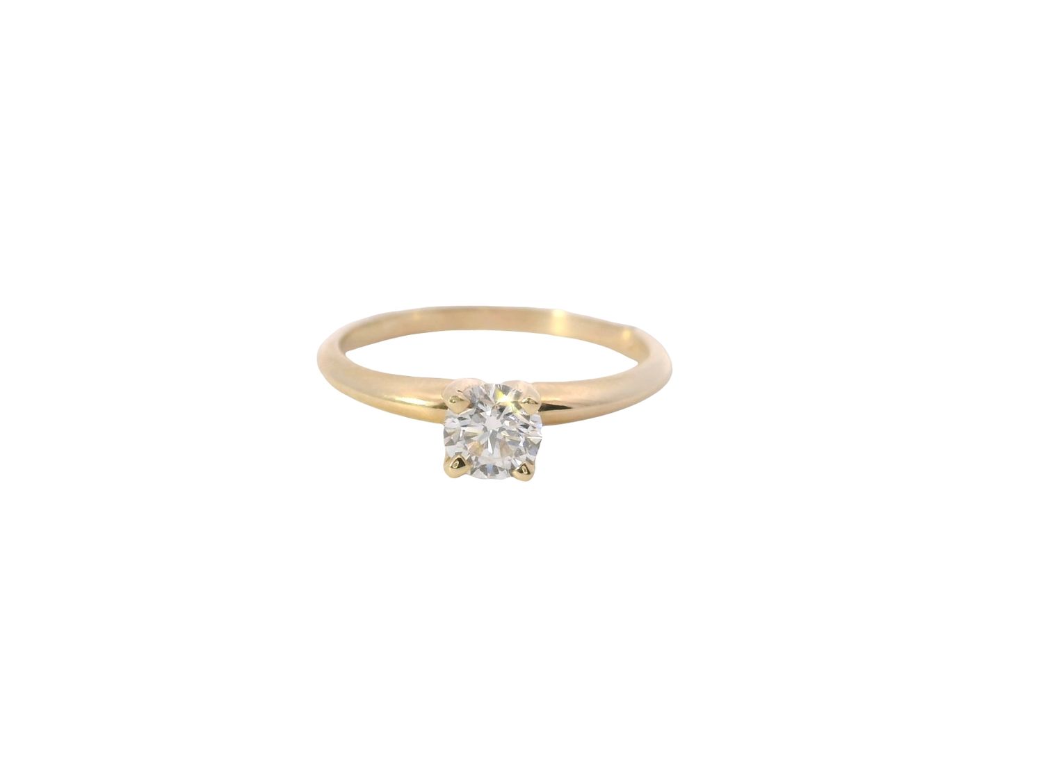 ANILLO  ORO AMARILLO  DIAMANTES COMPROMISO SOLITARIO 14K D.40