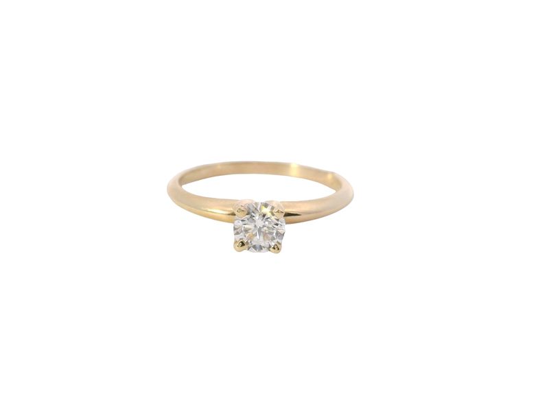 ANILLO  ORO AMARILLO  DIAMANTES COMPROMISO SOLITARIO 14K D.40