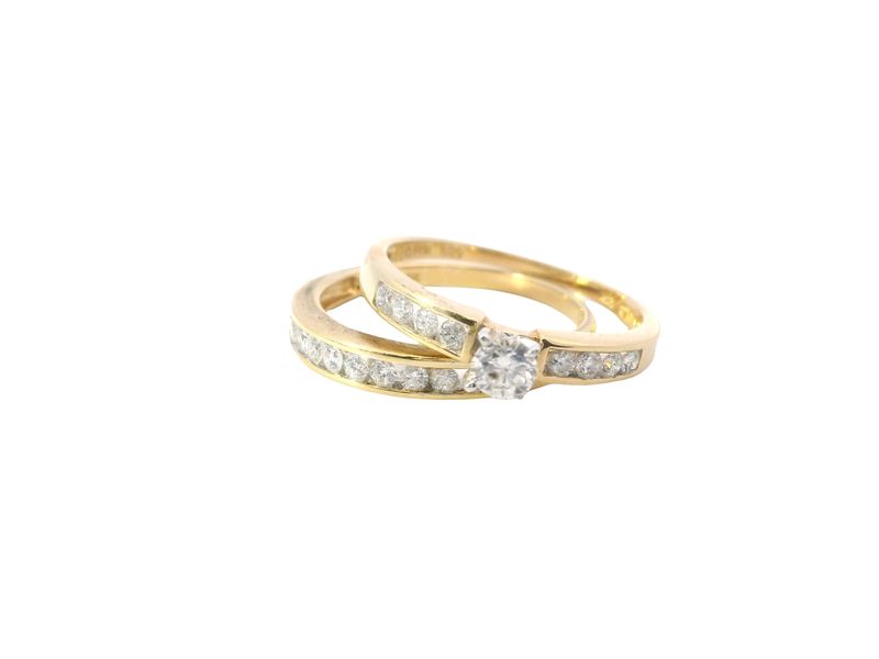 ANILLO ORO AMARILLO  DIAMANTES PAVET COMPROMISO ARO MATRIMONIO 14K D.20