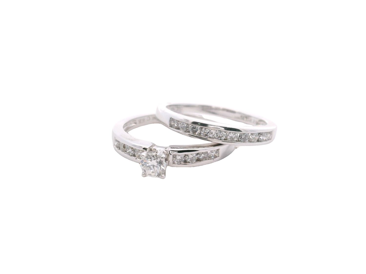 ANILLO ORO BLANCO ARO COMPROMISO DIAMANTES BAGUET 18K D.25