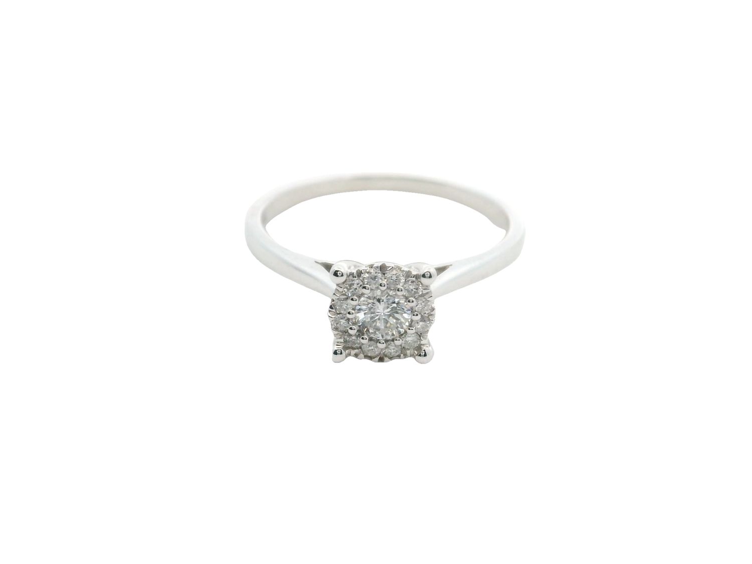 ANILLO ORO BLANCO DIAMANTES PAVET COMPROMISO 14K D.25