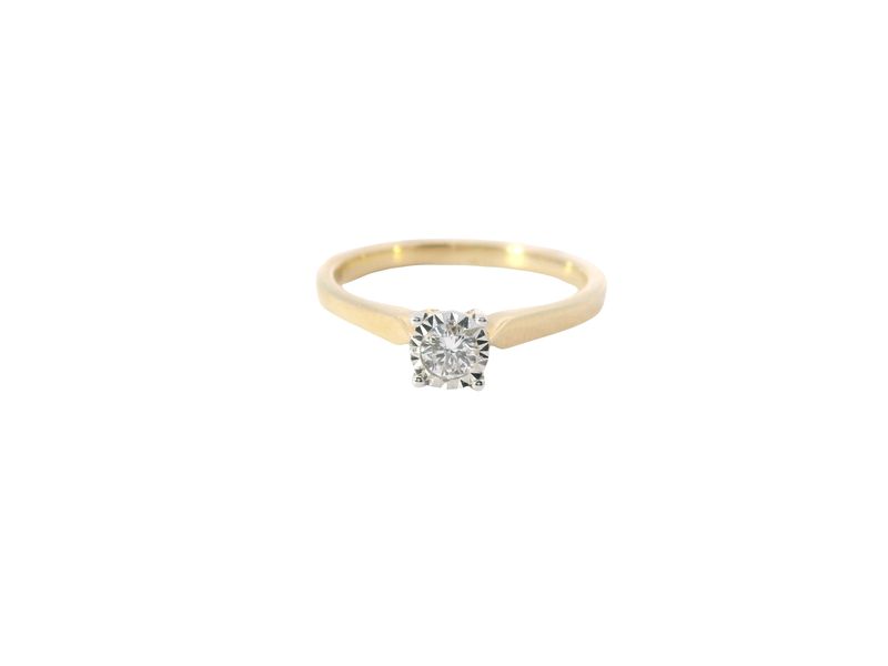 ANILLO ORO AMARILLO DIAMANTES PAVET COMPROMISO 14K D.15