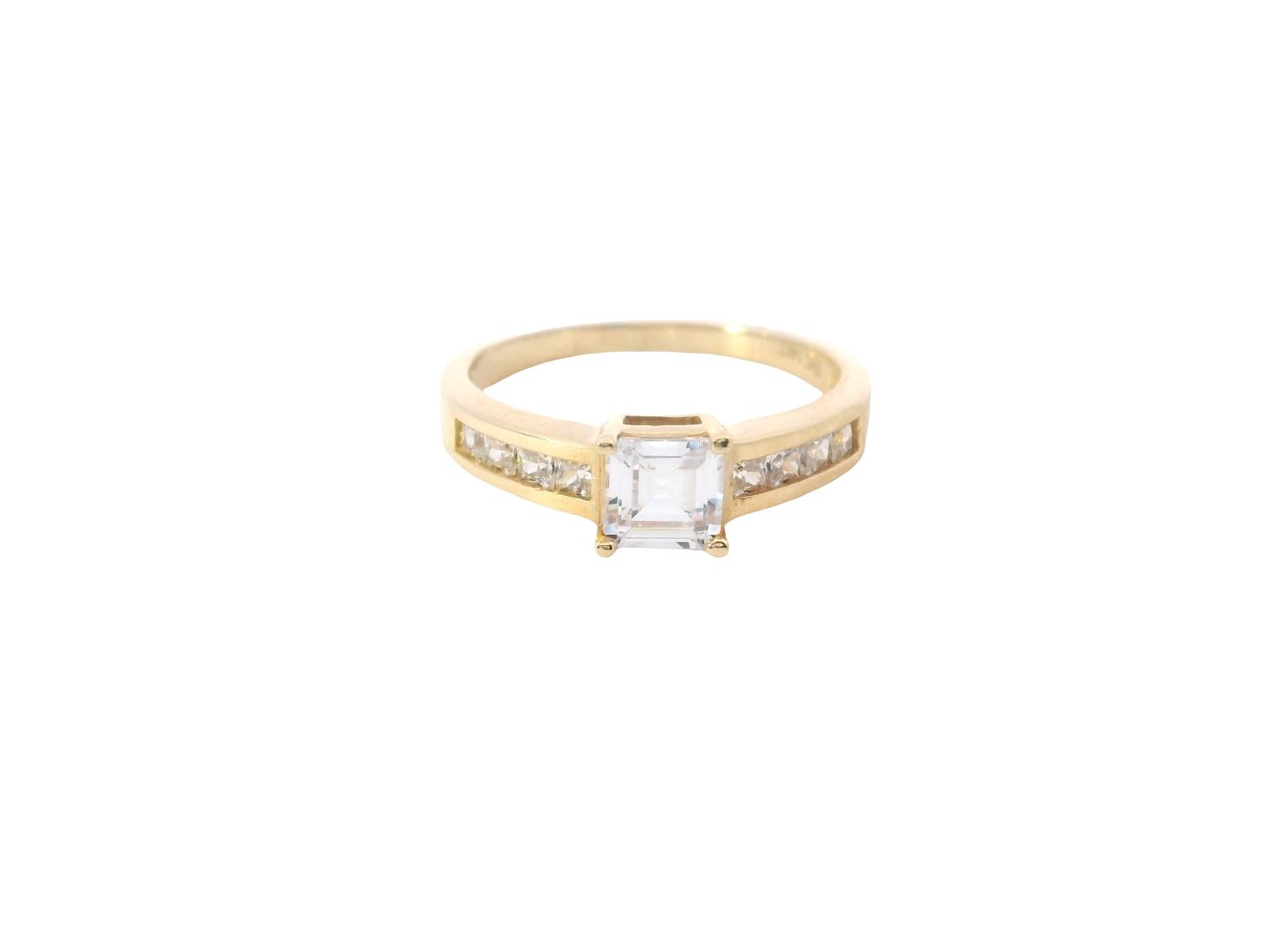 ANILLO DE COMPROMISO  ORO AMARILLO Y CIRCONIAS 14K