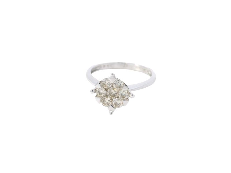 ANILLO ORO BLANCO COMPROMISO DIAMANTES CORTADO 14K