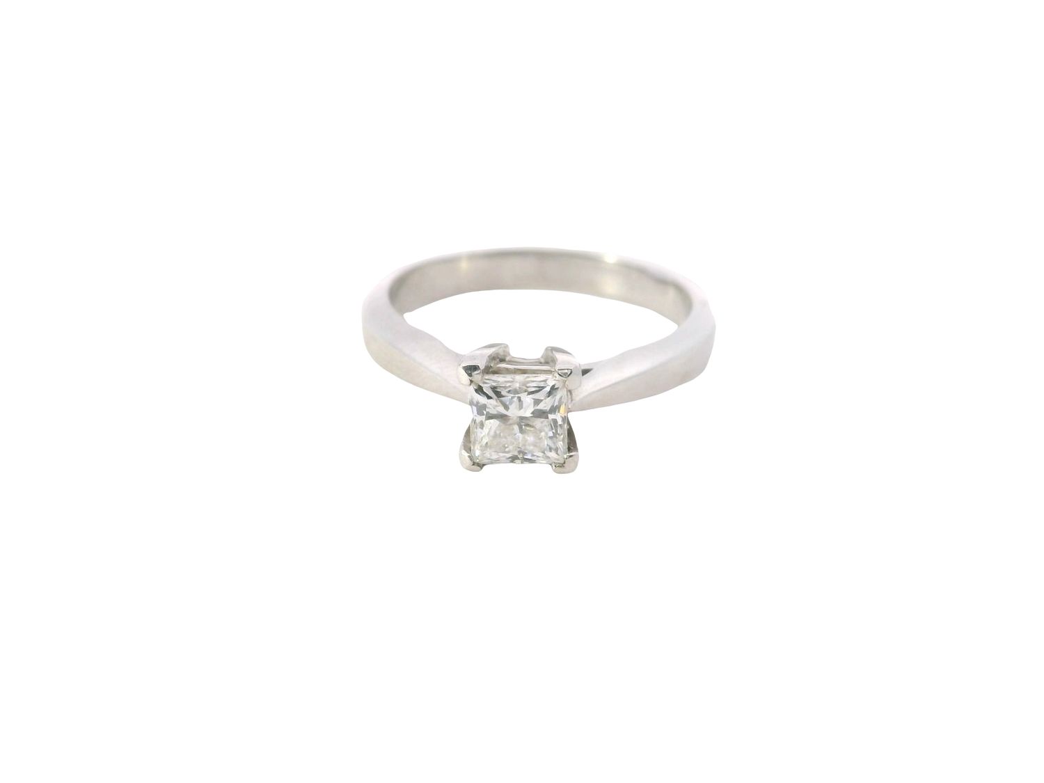 ANILLO ORO BLANCO SOLITARIO DIAMANTES  CORTE PRINCESA0.73CT