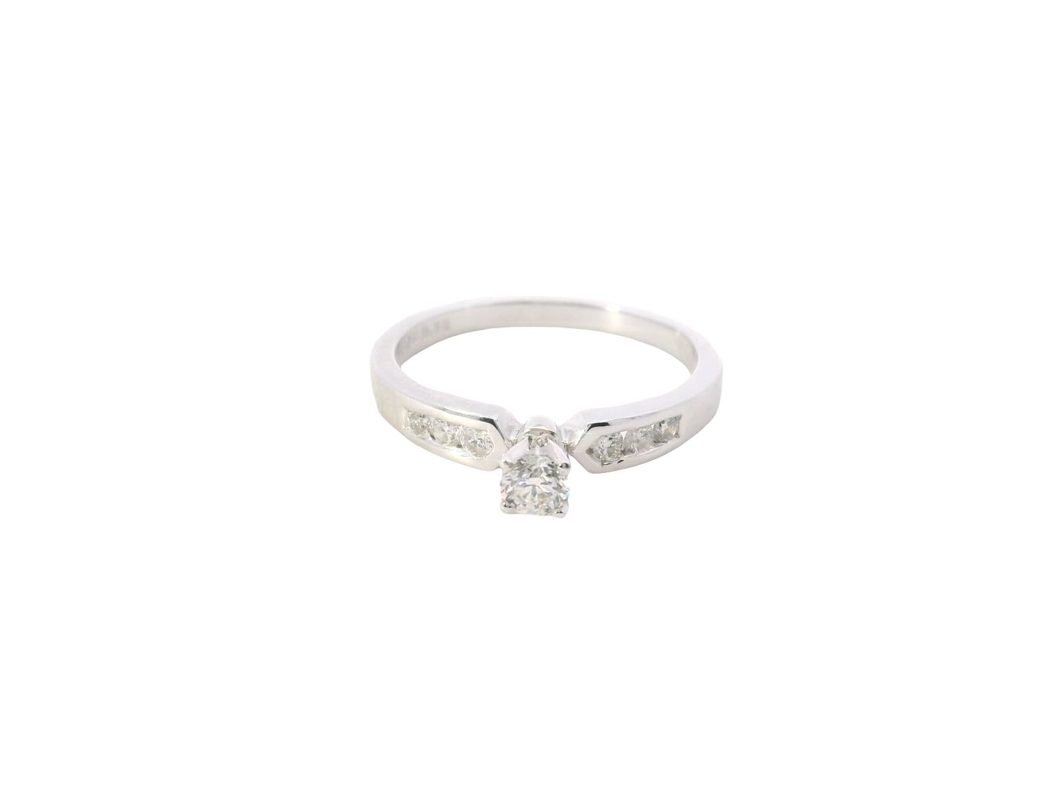 ANILLO ORO BLANCO DIAMANTES PAVET COMPROMISO 18K D.20 D.15