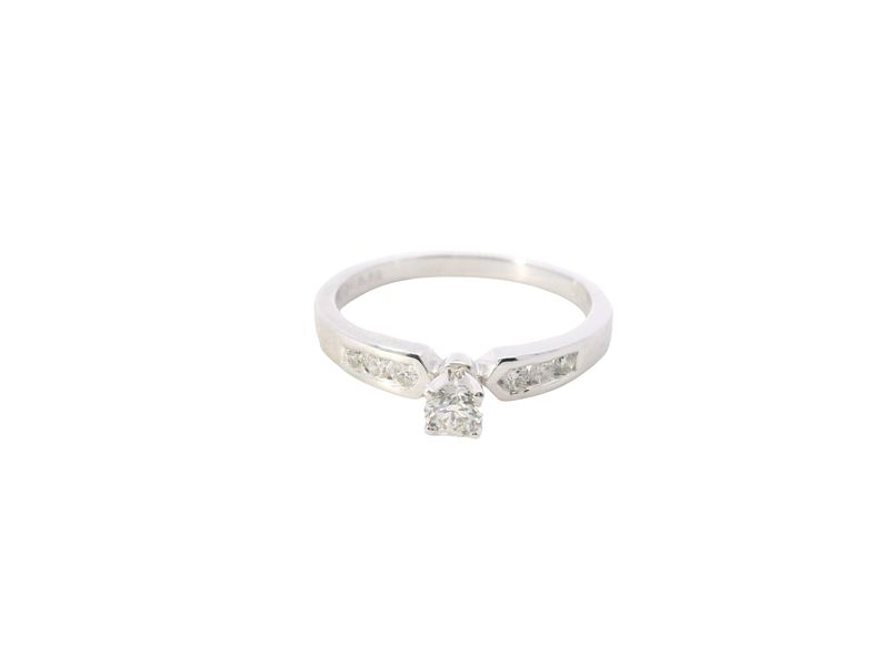 ANILLO ORO BLANCO DIAMANTES PAVET COMPROMISO 18K D.20 D.15