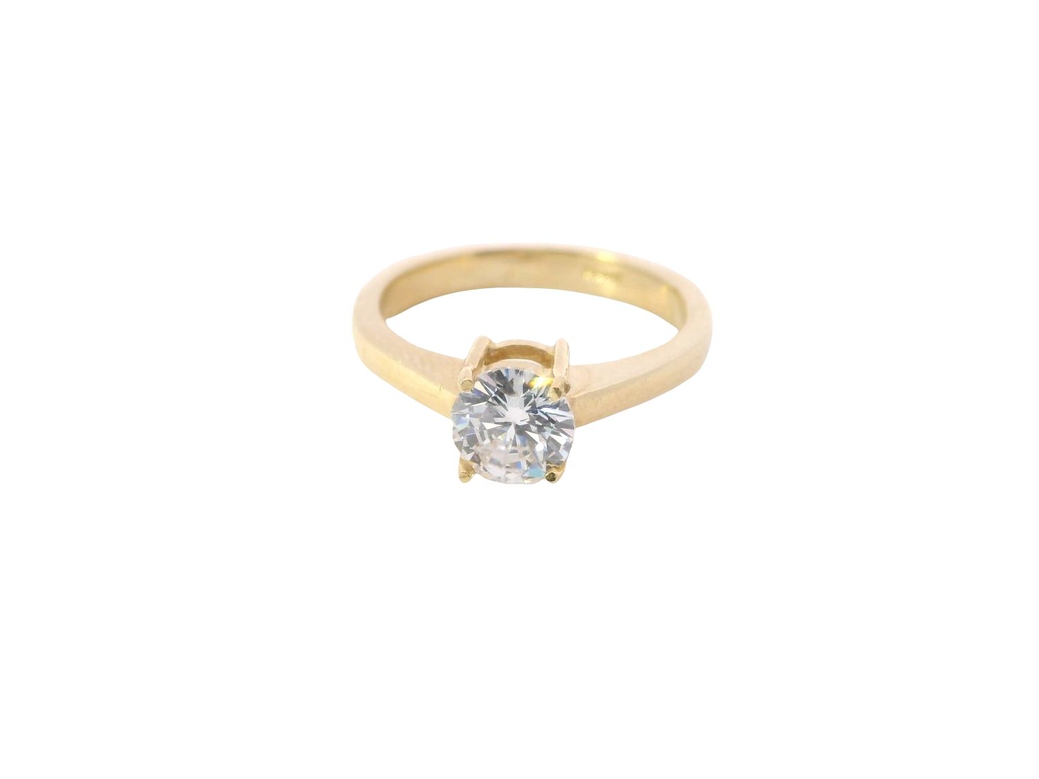 ANILLO ORO AMARILLO CIRCONIAS COMPROMISO SOLITARIO 14K