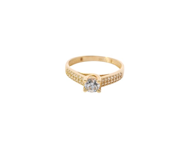 ANILLO  ORO AMARILLO COMPROMISO CIRCONIA 14K