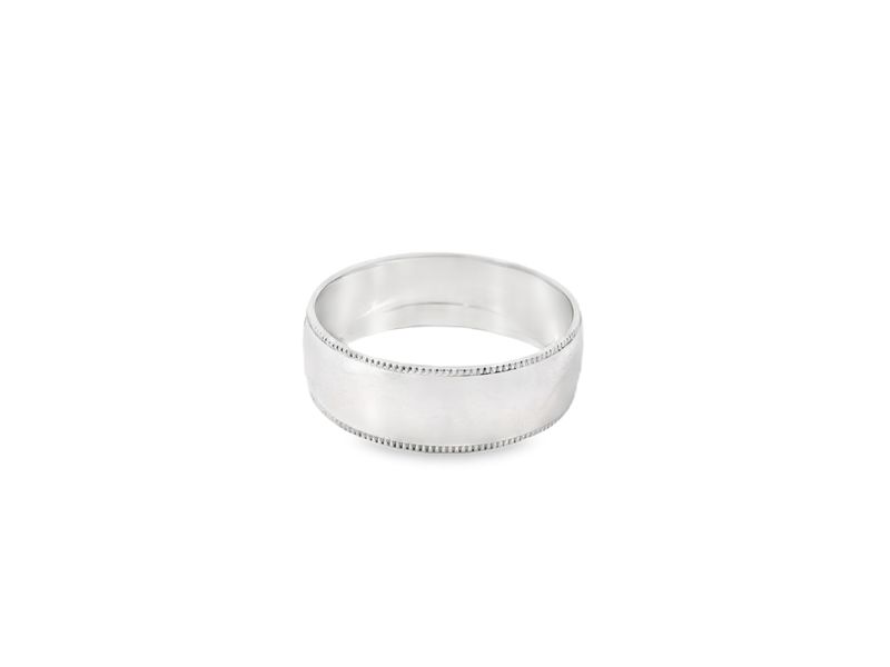 ANILLO ORO BLANCO  ARO LISO CON BORDE 14K