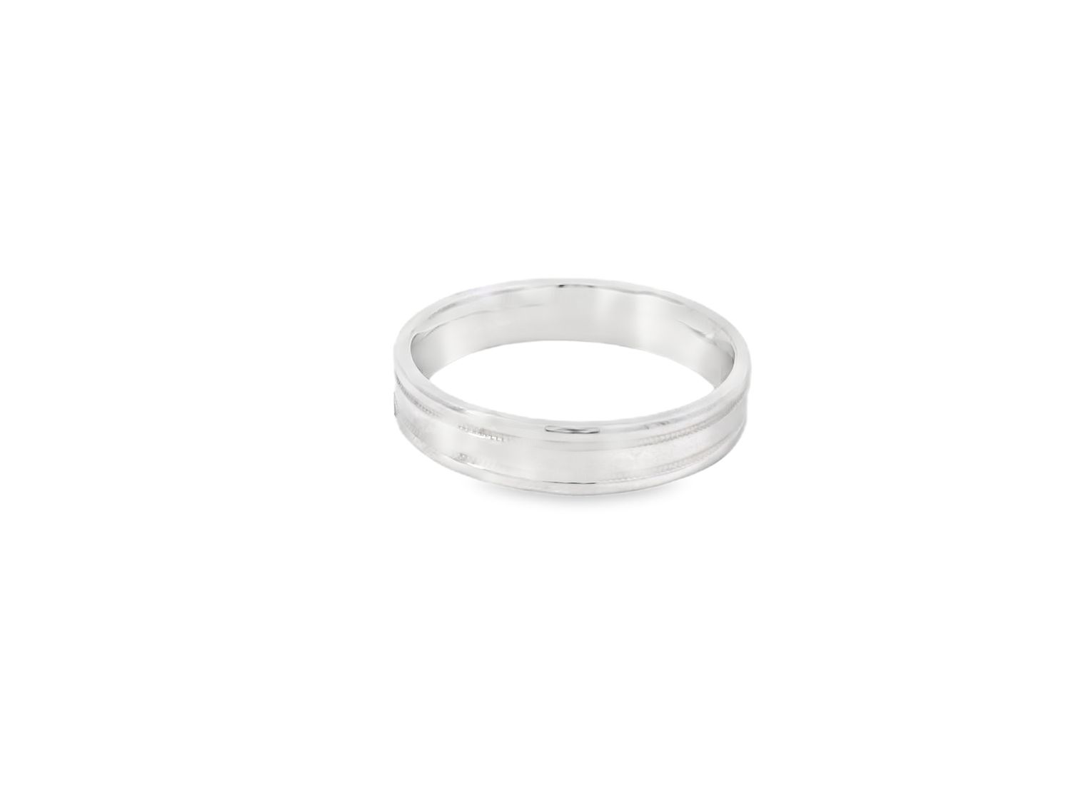 ANILLO ORO BLANCO ARO CON BORDE EN EL CENTRO 14K