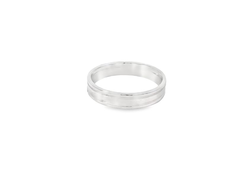 ANILLO ORO BLANCO ARO CON BORDE EN EL CENTRO 14K